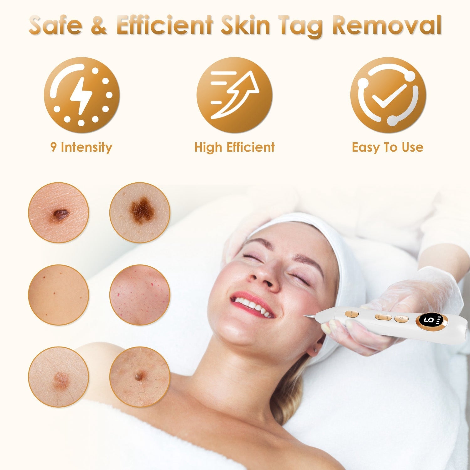 Portable Skin Tag Remover Pen With LED Light 9 Intensity Gears Cordless Rechargeable Skin Tag Removal Kit Intended For Common Warts Mole Skin Tags Gift For Girl Women